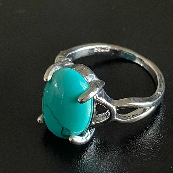 Turquoise stone S925 silver woman ring size 7.5 - Picture 3 of 8
